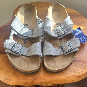 Birkenstock Light Gray Pebbled Sandals
